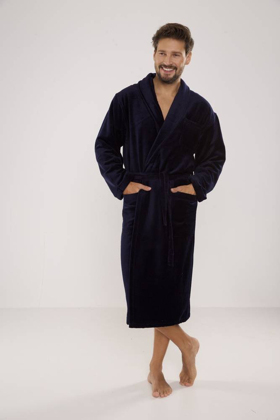 803 / 819 Dvojitý froté pánsky župan Forex - celý tmavomodrý