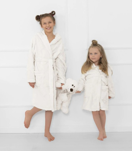 Detský plyšový župan Italian Fashion ecru - v medvedíkovom prevedení, teplý, s kapucňou