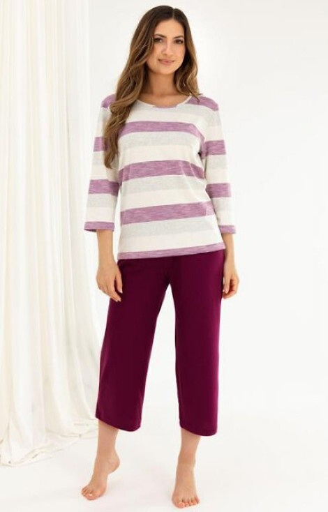 719 Dámske pyžamo Regina fialová - viskóza a bavlna, rukáv 3/4, nohavice 3/4