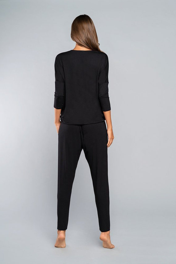 Štýl Dámsky set s 3/4 rukávmi, dĺžka.talianske módne nohavice čierne