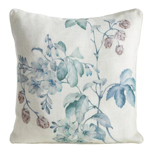 Ľan 41 Dekoračná obliečka na vankúš Eurofirany | Prírodná zelená, vzor listov