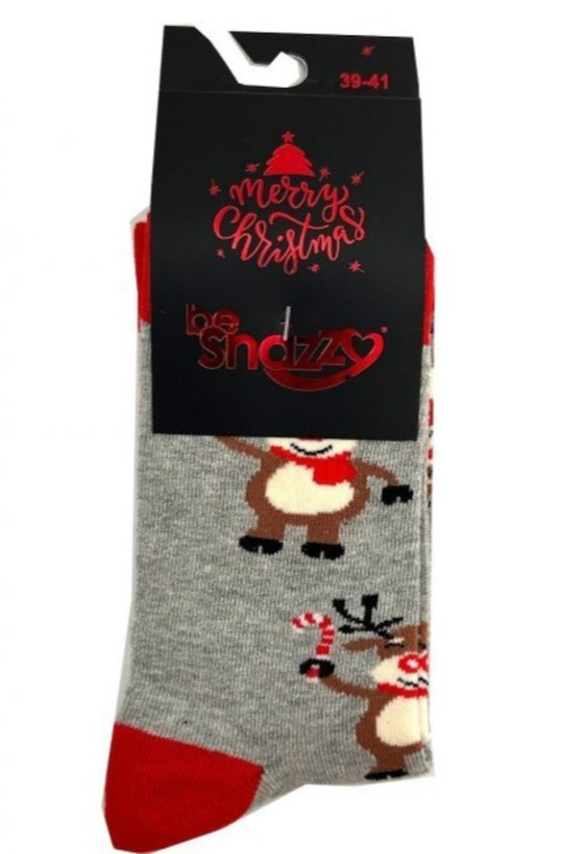 SKCH01 Be Snazzy Vianočné ponožky light ash 6- bavlnené, vzorované, ploché švy