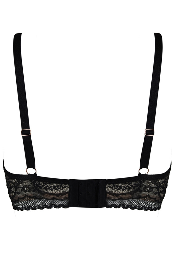 19236 Feel Mediolano Bralette Long Black - čipkovaná podprsenka s predĺženým pásom
