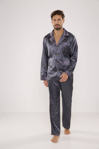 939 Pánske saténové sivé pyžamo