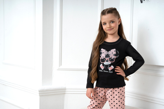 Bonilla Dievčenské pyžamo Italian Fashion - čierne/potlač