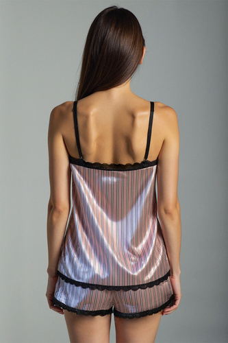 Dámske pyžamo Donna Short Pierre Cardin - saténové, ružové, bez ramienok