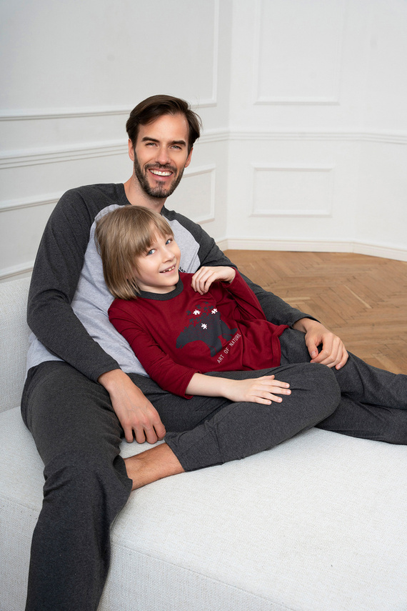 Chlapčenské pyžamo Morten Italian Fashion burgundy/c.melange