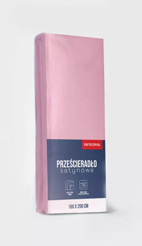 Mikrosaténové prestieradlo s gumou Poly Detexpol hladké pastel pink