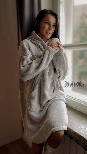 Forio Blúzka s kapucňou unisex Talianska móda - sivá