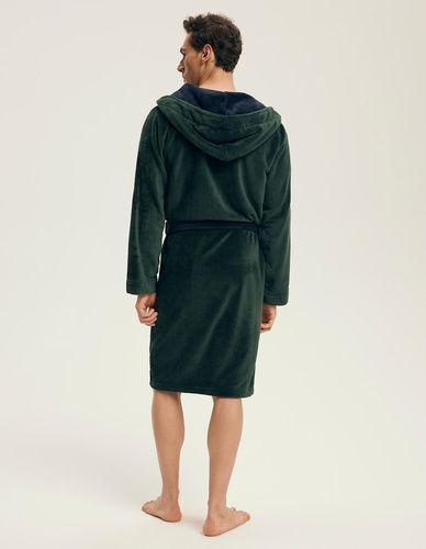 Pánsky župan Henderson 43377 Natch green- kapucňa, teplý úplet, pohodlie a elegancia