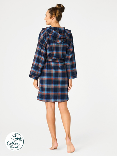 Dámsky župan LGD 431 Key - tmavomodrý, bavlnený flanel, teplý a mäkký