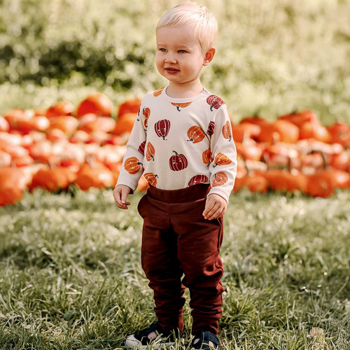 Halloweenske detské body Eevi - ecru, tekvice, bavlna