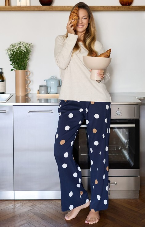 Oceane PW85 Dámske pyžamo Mefemi-viscose, hráškové, s mašľami