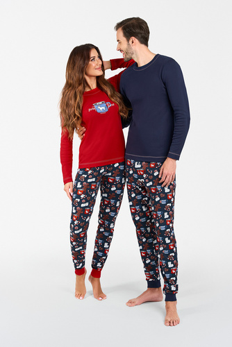 Makala Dámske pyžamo s dlhým rukávom a dlhé nohavice Italian Fashion - červená/potlač