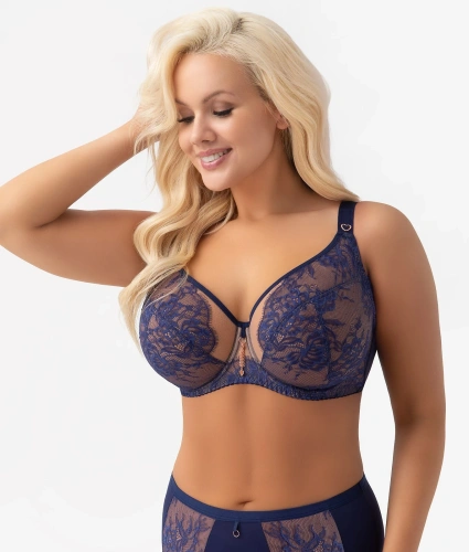 Gorsenia G024 Desire podprsenka soft tmavomodrá pre veľké prsia s kosticami