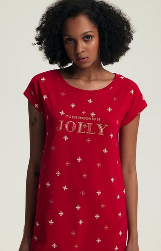 43720 Vianočná dámska nočná košeľa Dotie Henderson - bavlna, krátky rukáv