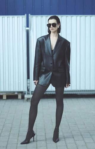 1236 Galia Pančuchy 80 den Gabriella čierne - vzorované, zamatové, 3D technológia