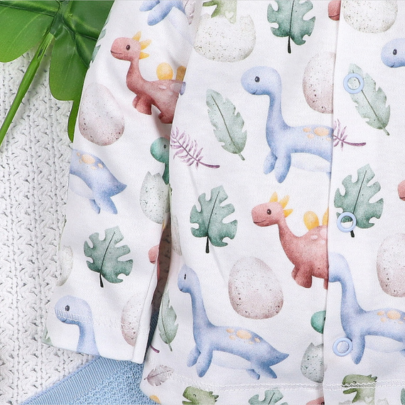 ABN-5570 Dino Explorer Baby Kaftan by Nini - organická bavlna, zapínanie na patentky