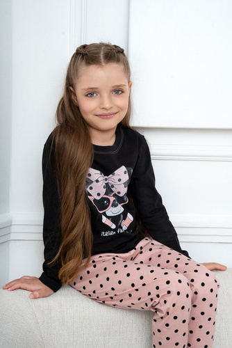Bonilla Dievčenské pyžamo Italian Fashion - čierne/potlač