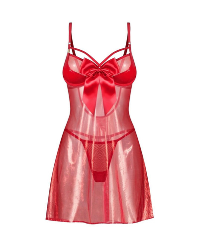 Obsessive Gifty Red babydoll červená dámska košieľka s kostícami + tangá
