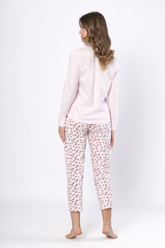 Dámske pyžamo Laveza 1623 Grazyna - bavlna, svetloružová farba, dlhý rukáv