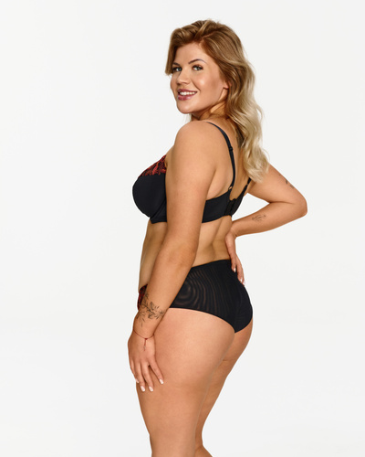 2612 Mäkká podprsenka Lupoline - čierna s kosticami a jesennou výšivkou