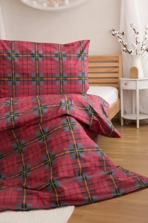 Vianočné posteľné prádlo od Jerry Fabrics - červená kontrola, 100 % bavlna