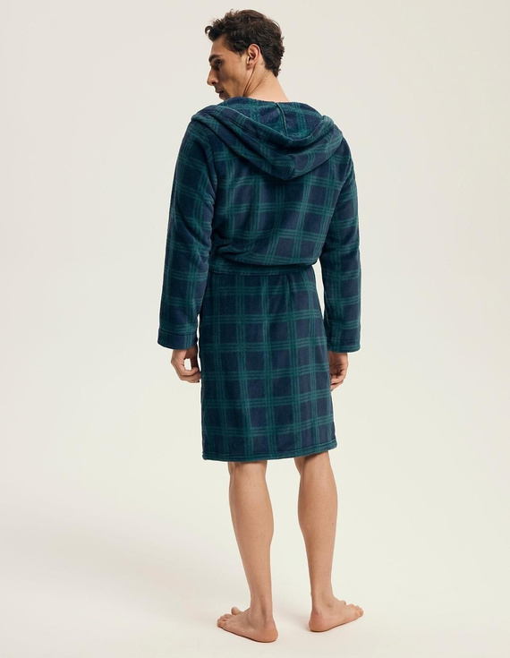 Pánsky župan Henderson 43373 Nickel navy - kapucňa, teplý úplet, pohodlie a elegancia