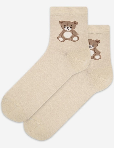 U84.01P Dámske ponožky Wola Perfect Woman beige 965- bavlna, farebné vzory