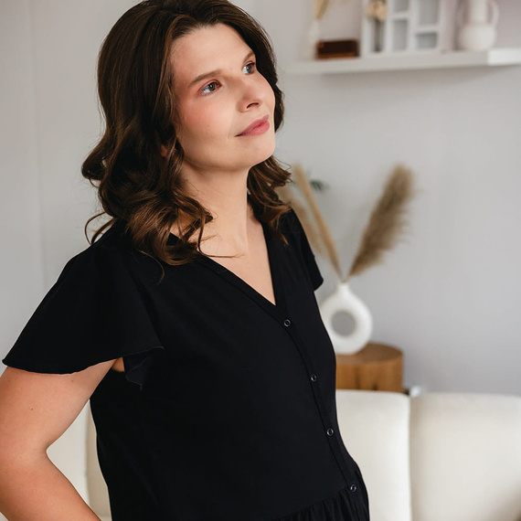 Linda Tehotenská košeľa Eevi čierna - na dojčenie, elastická, priedušná, poľská kvalita