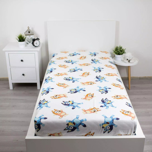 Prikrývka bavlnená s gumou 90x200 Bluey 061 Jerry Fabrics biela