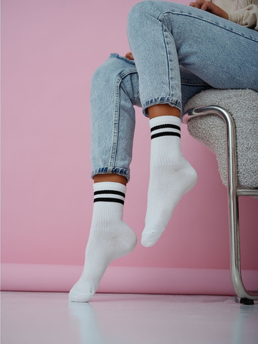 Dámske bavlnené ponožky Milena 0200-212 – rebrované pohodlné black