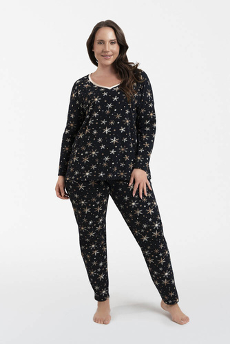 Laponia Dámske pyžamo s dlhým rukávom a dlhými nohavicami Italian Fashion - potlač