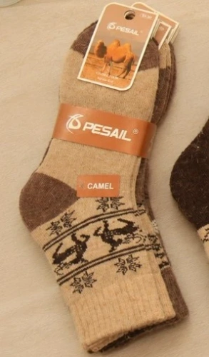 Pesail 3055 wz.22 Camel Wik dámske zimné ponožky s jeleňmi - béžové