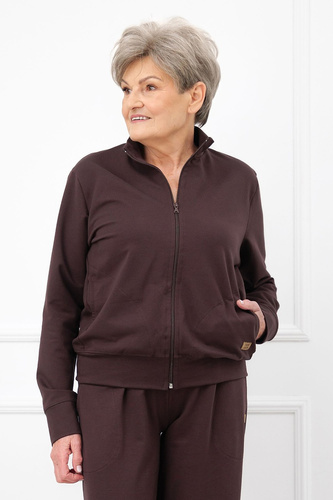 Dámska mikina Credo Italian Fashion bavlnená na zips so stojáčikom a vreckami - hnedá