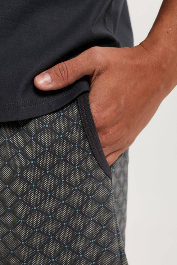 Abel Pánske pyžamo s krátkym rukávom, šortky Talianska móda - grafit/potlač