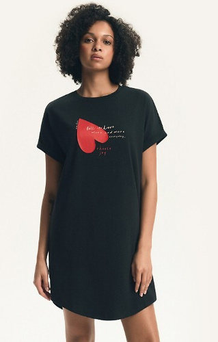 Dámska nočná košeľa 44490 Emela broskyňová Henderson, 100% bavlna, krátky rukáv, polkruhový výstrih