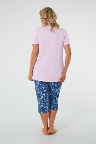Dámske pyžamo s krátkym rukávom, 3/4 nohavice Talianska móda ružová/potlač