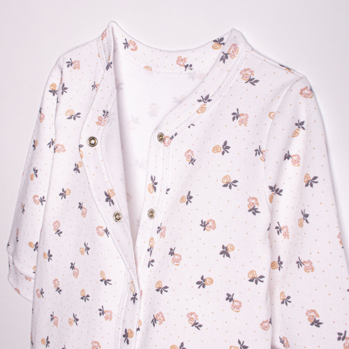 220032 Detský overal Nicol 100% bavlna s dlhým rukávom a jemnou kvetinovou potlačou