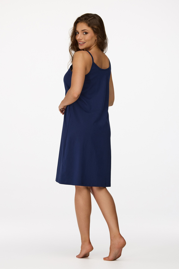 nie. 25 Tehotenská nočná košeľa Senizo navy blue - 100% bavlna, dojčiaci zips, ramienka