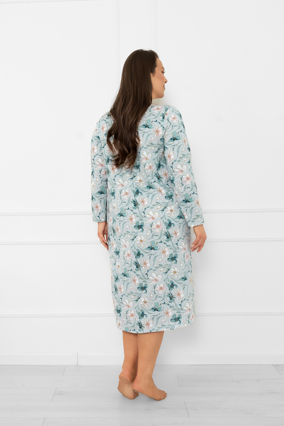 Dámska nočná košeľa Sekwoja - bavlna, dlhý rukáv, kvetinový vzor Italian Fashion