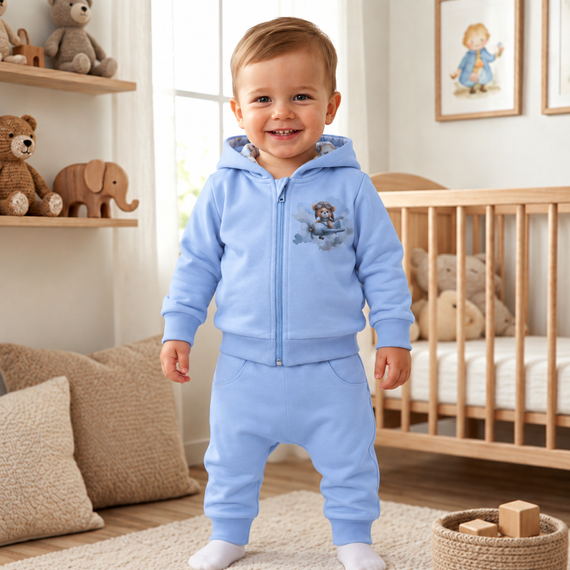 NINI Baby Bear Pilot detské organické tepláky pre bábätká ABN-5752/BLE
