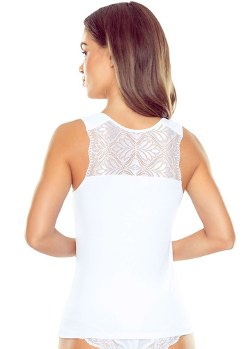 Dámsky top Ovena Eldar z viskózy s rebrovaním a čipkovým V výstrihom