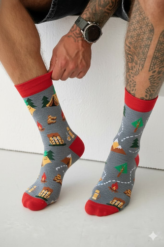 0125.053 Trekking - pánske ponožky Milena s farebným vzorom, Melange