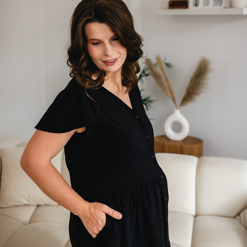 Linda Tehotenská košeľa Eevi čierna - na dojčenie, elastická, priedušná, poľská kvalita