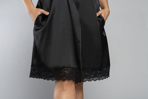 Dotykový župan s krátkym rukávom Italian Fashion - čierny