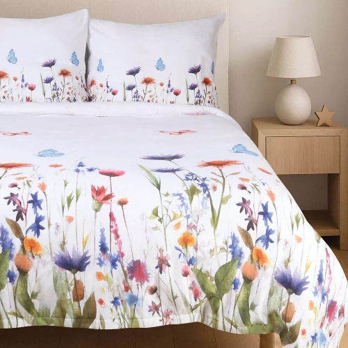 31512/1 Flannelove Darymex biela kvetinová posteľná súprava, 100 % bavlna, hrejivá a mäkká