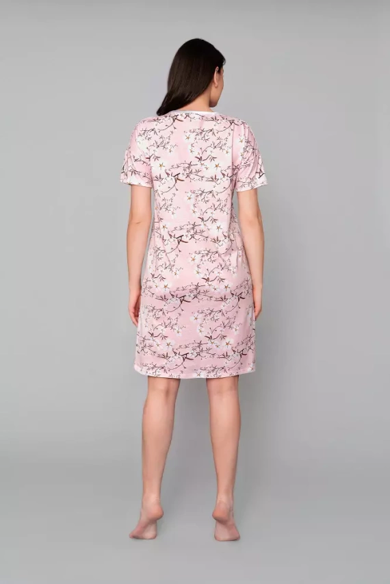 Nočná košeľa Alwa s krátkym rukávom Italian Fashion - ružová potlač