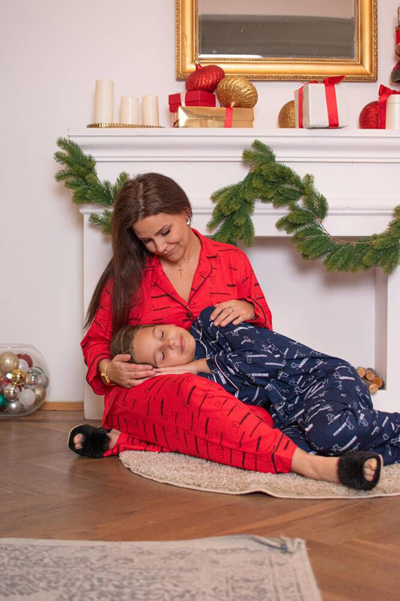 718 Madeleine Cat Love Dámske pyžamo Forex - červené