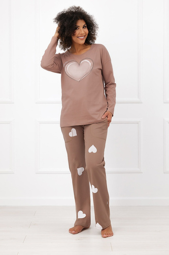 Italian Fashion Mila dámska dlhá pyžama Mega Soft srdcia vrecká